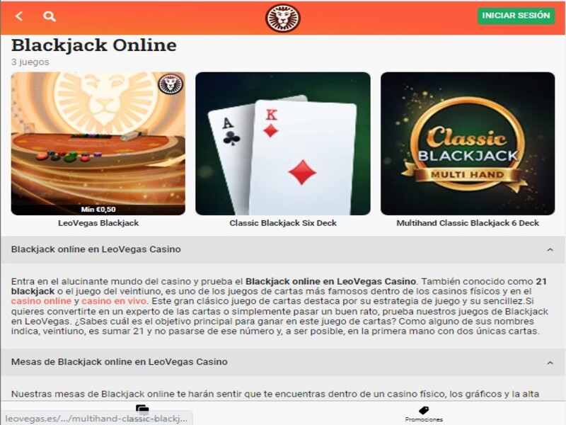 Blackjack en vivo de LeoVegas