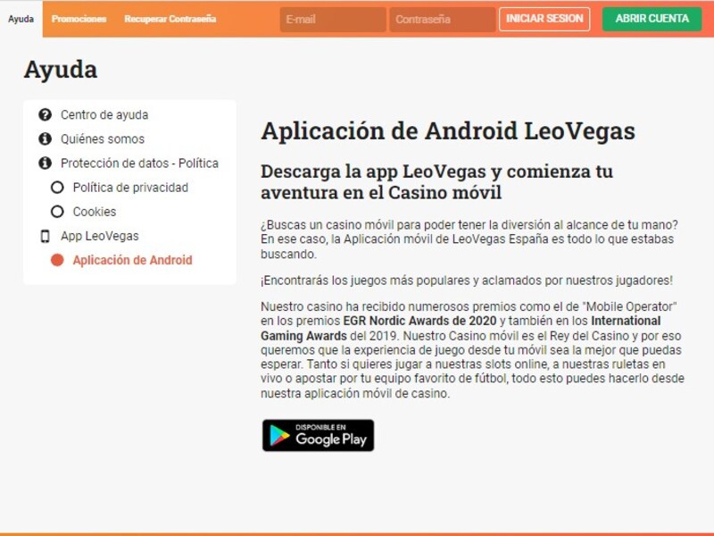 Descargar la app de Leovegas para Android